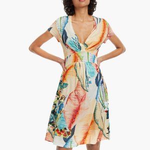 Desigual Women's Luana Vest Dress with Floral Print. Fitted Waist.